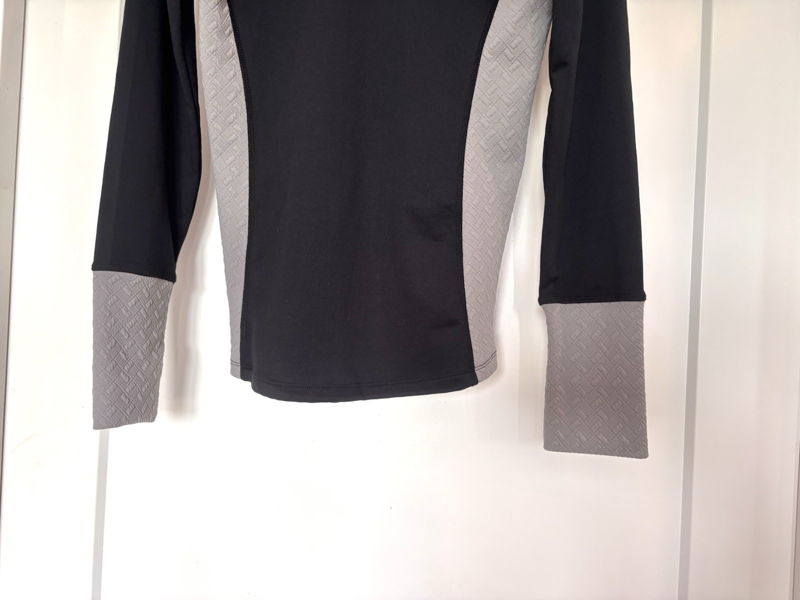 Marika Tek Dry Wik Performance Black & Gray Cowl Neck Long Sleeve Top Size S