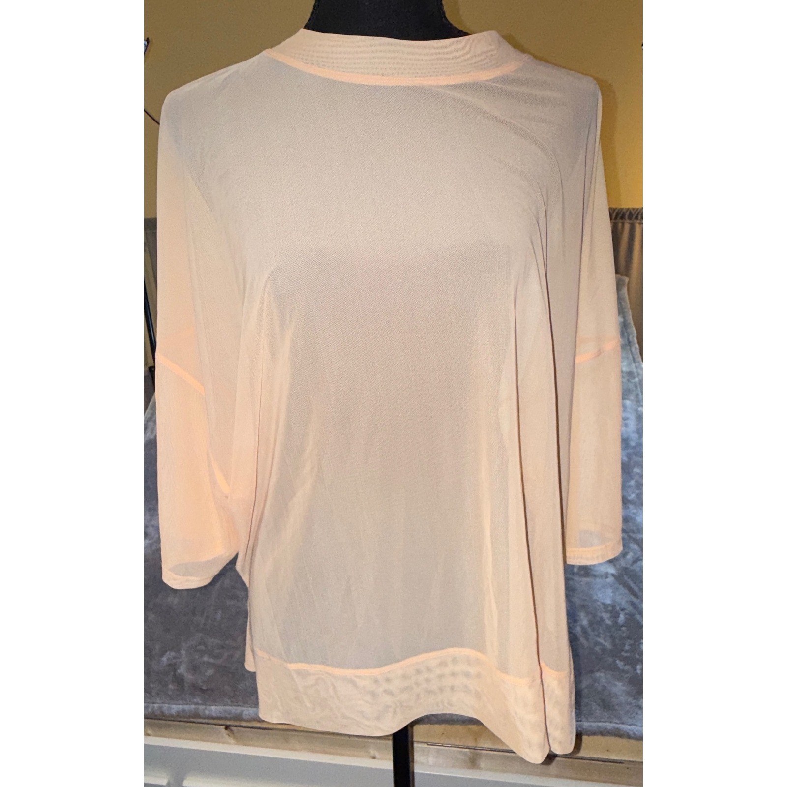 CALIA Oversized Mesh Tee Womens XXL Peach Sherbet NEW Sheer Activewear