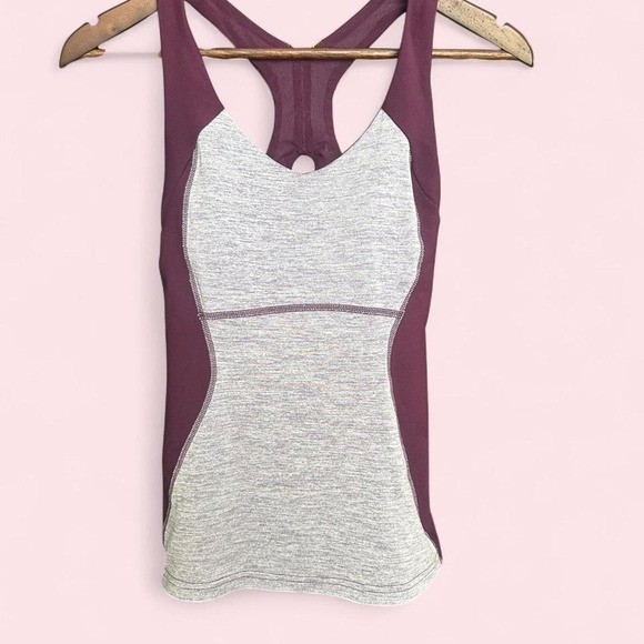 Lucy Purple Grey Colorblock Racerback Tank Built In Bra XS