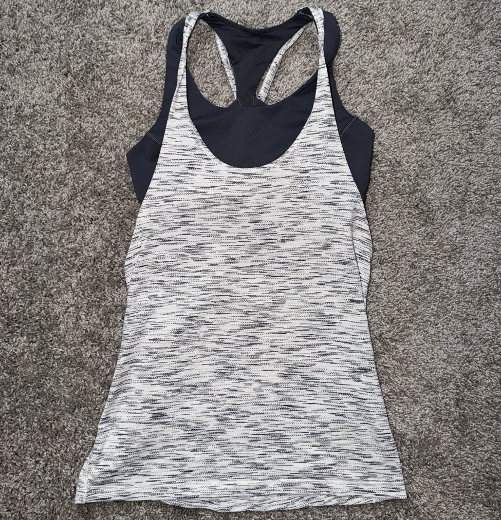 lululemon athletica Womens Racerback Tank Built-In Bra Heathered Gray/Black 6