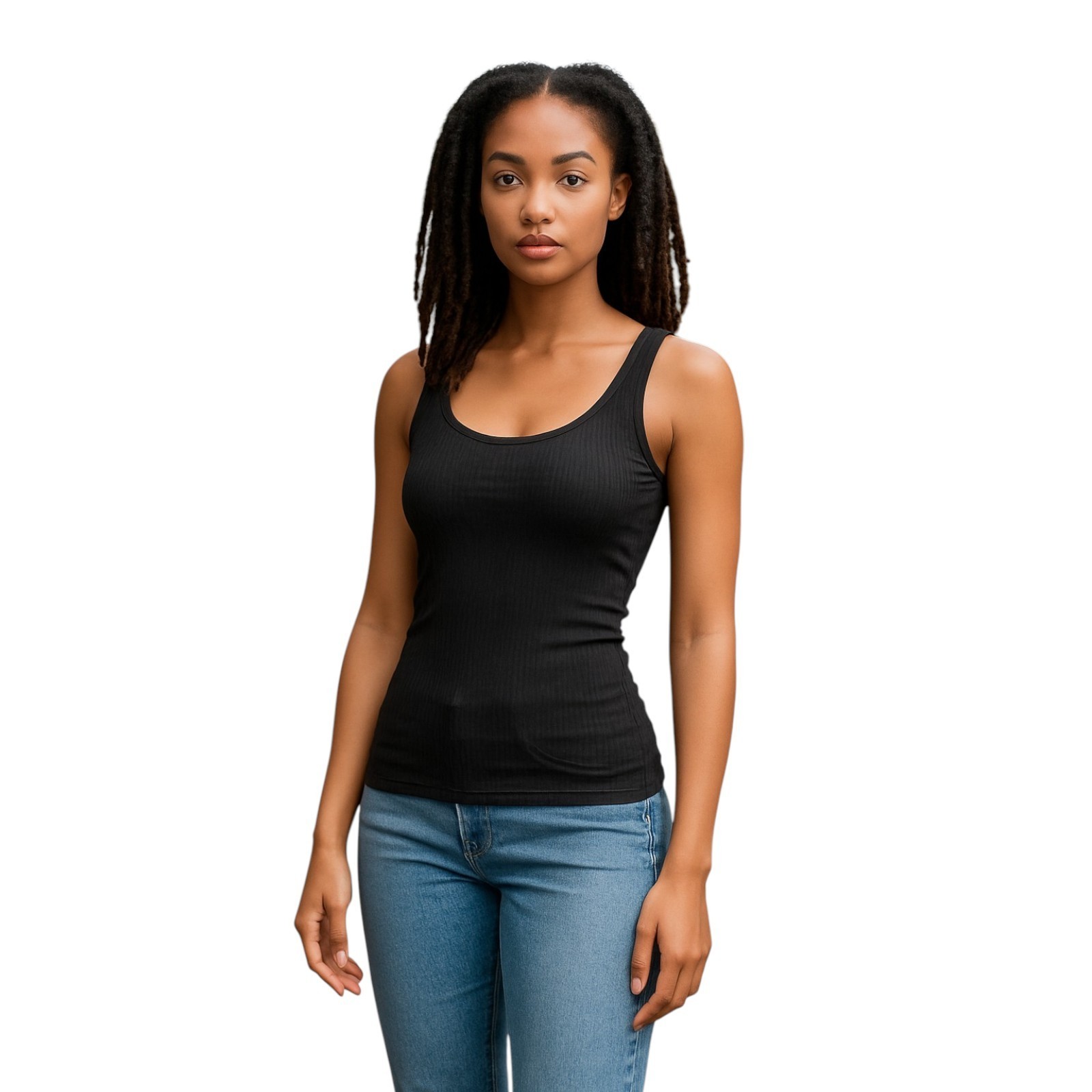 NEW Aerie X-Small Dark Gray Cotton Classic Ribbed Tank Stretch Layer Athleisure