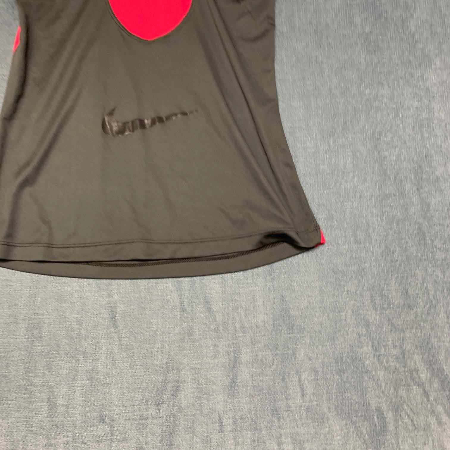 Nike Just Do It Powerback Top Womens Small Black Red Logo Mesh Lined Racer Back