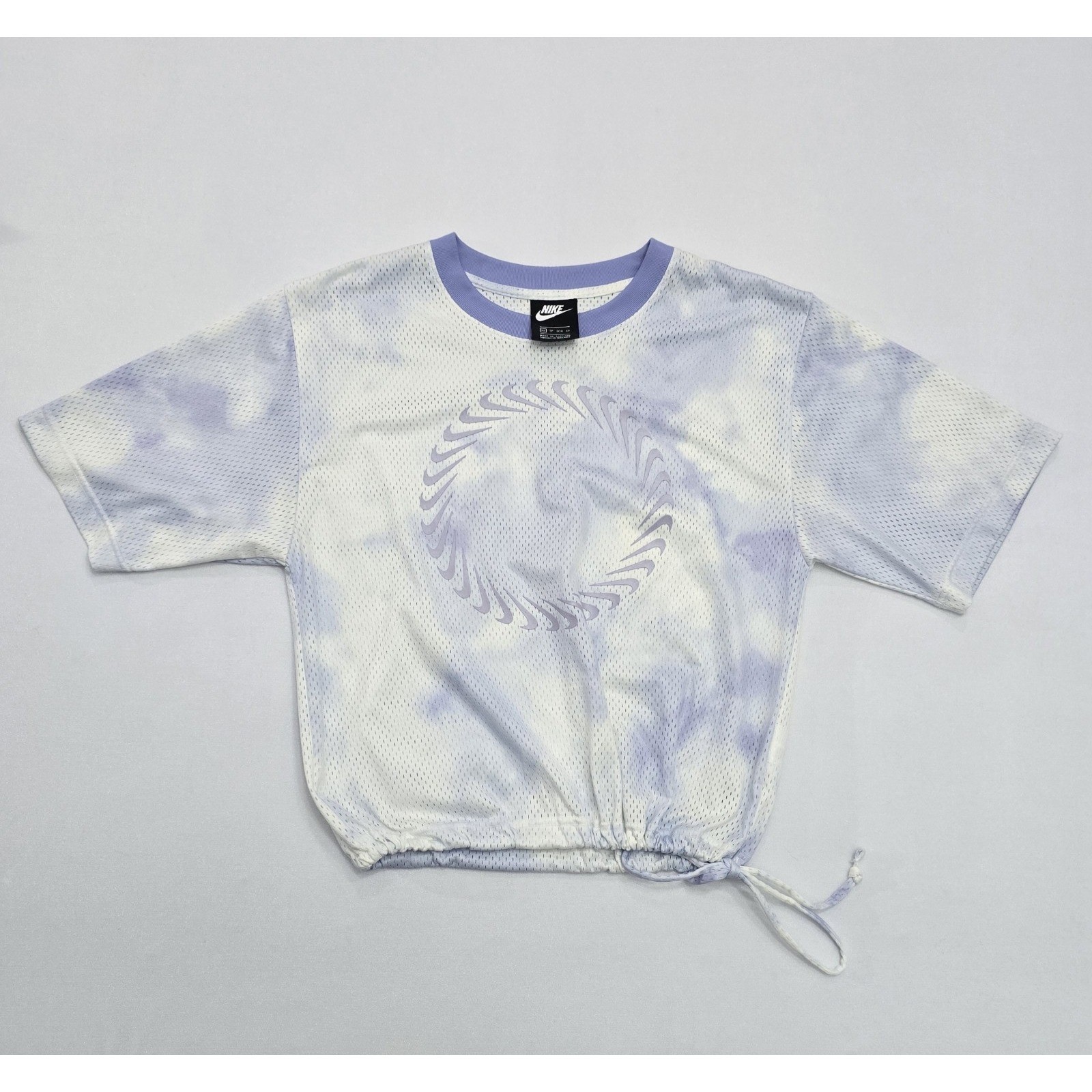 Nike Sportswear Women Tie Dye Mesh Crop Top Purple White DQ2914-569 XS