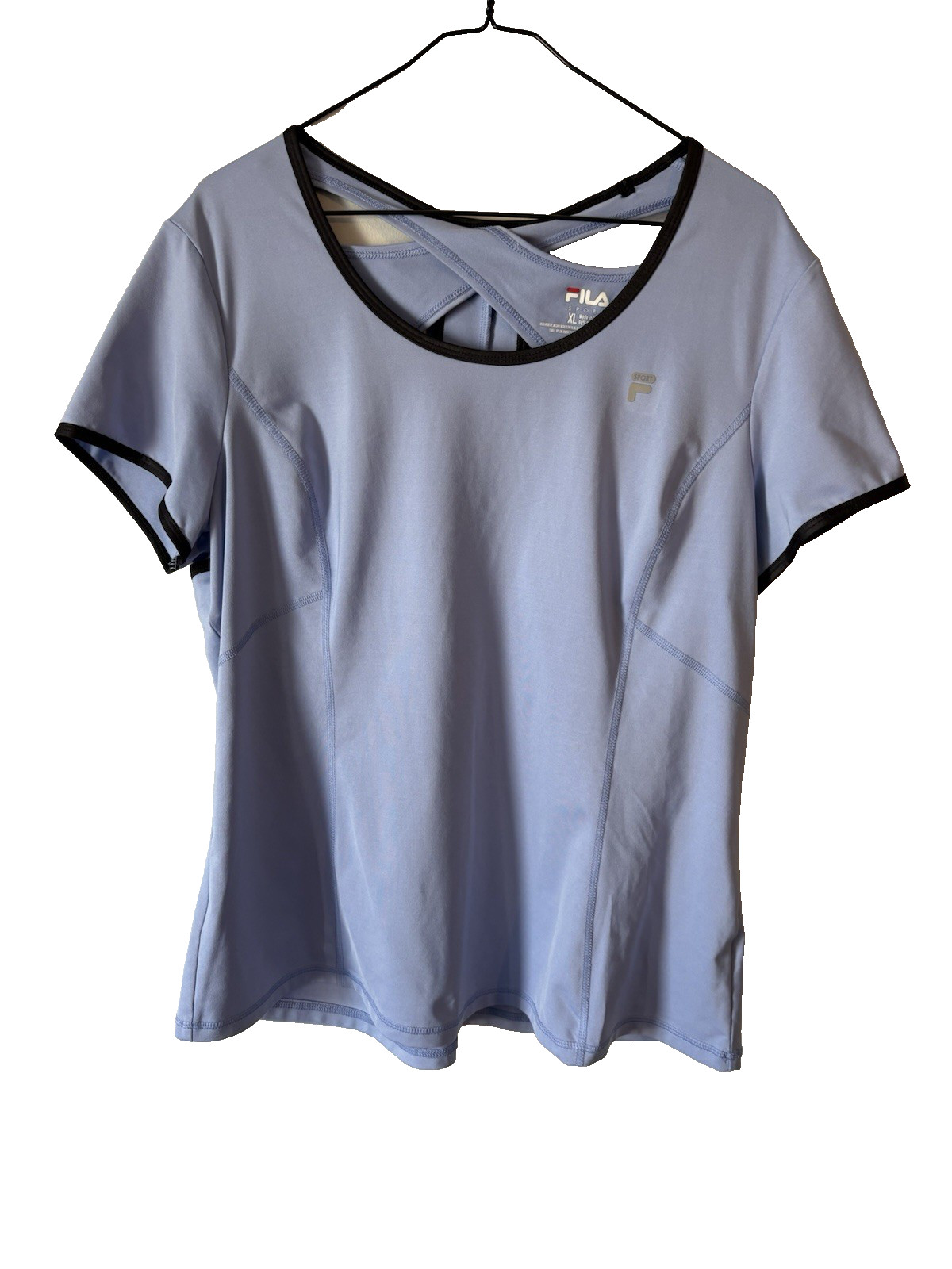 FILA SPORT ATHLETIC TOP SHIRT WOMEN’S XL STRETCH BLEU SHORT SLEEVE