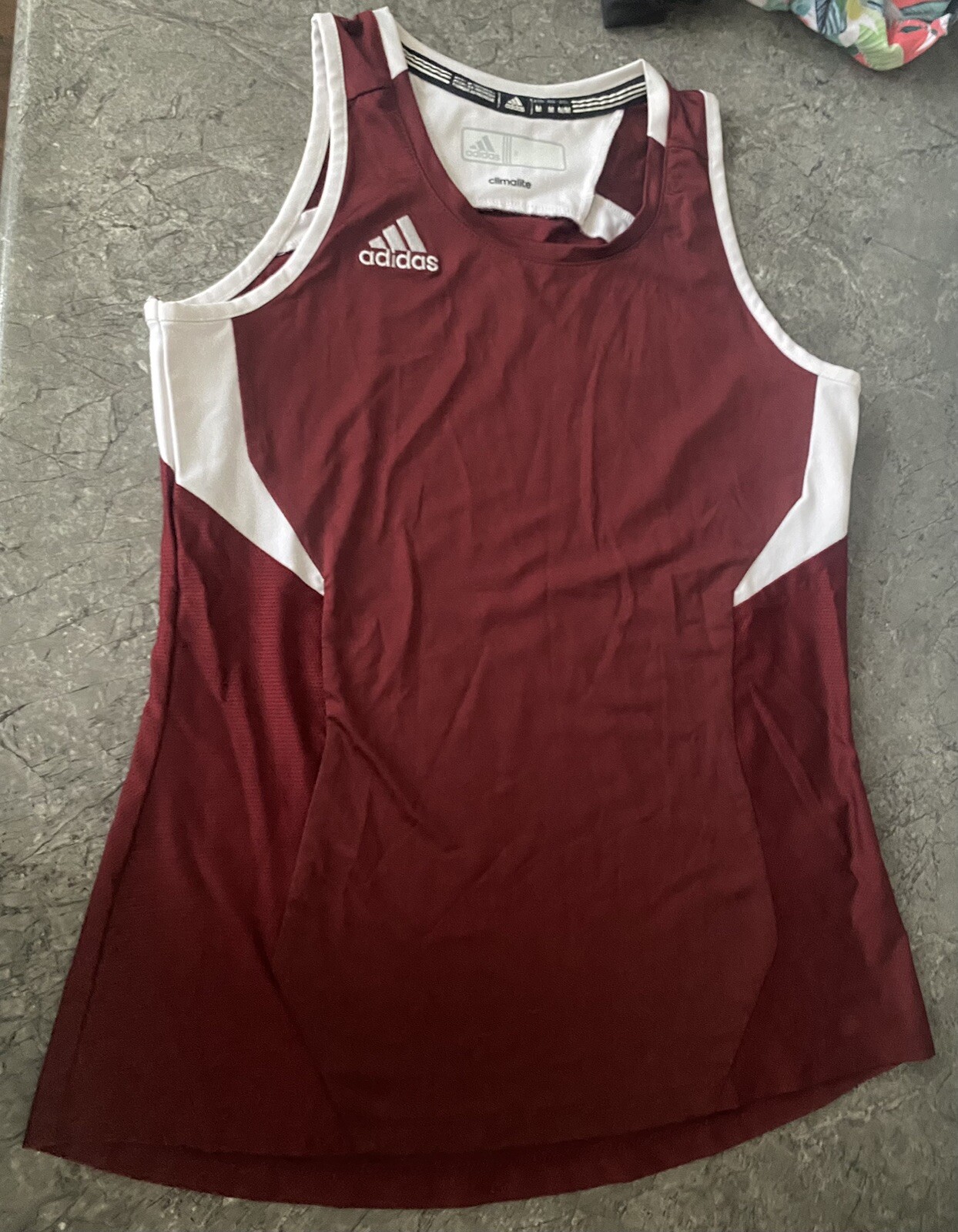 Adidas Woman Team Jersey Tank Top, Burgundy/White Medium