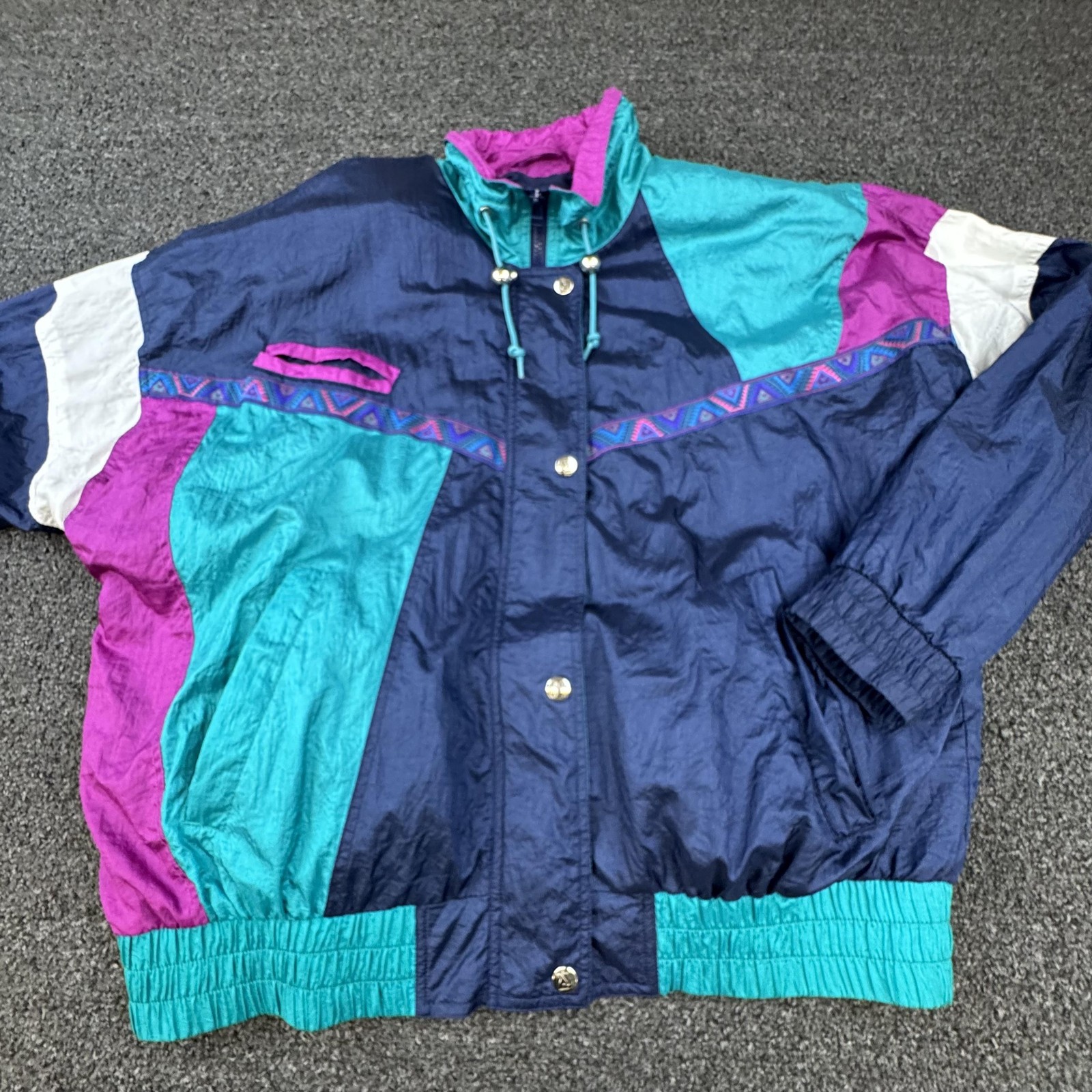 Vintage Andy Johns Jacket Mens Medium Colorblock Windbreaker Nylon Retro 90s
