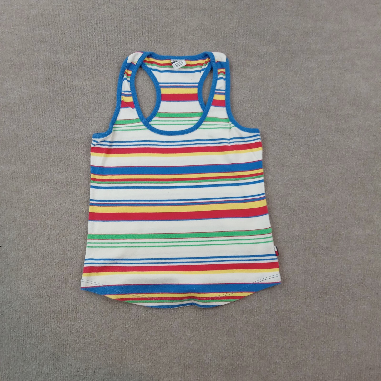 Tommy Jeans Shirt Womens Medium White Blue Striped Tank Top Racerback Casual