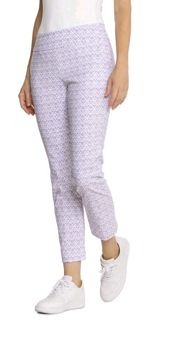 Swing Control Game Pink Mist Womens Printed Ankle Golf Pants Sz XL