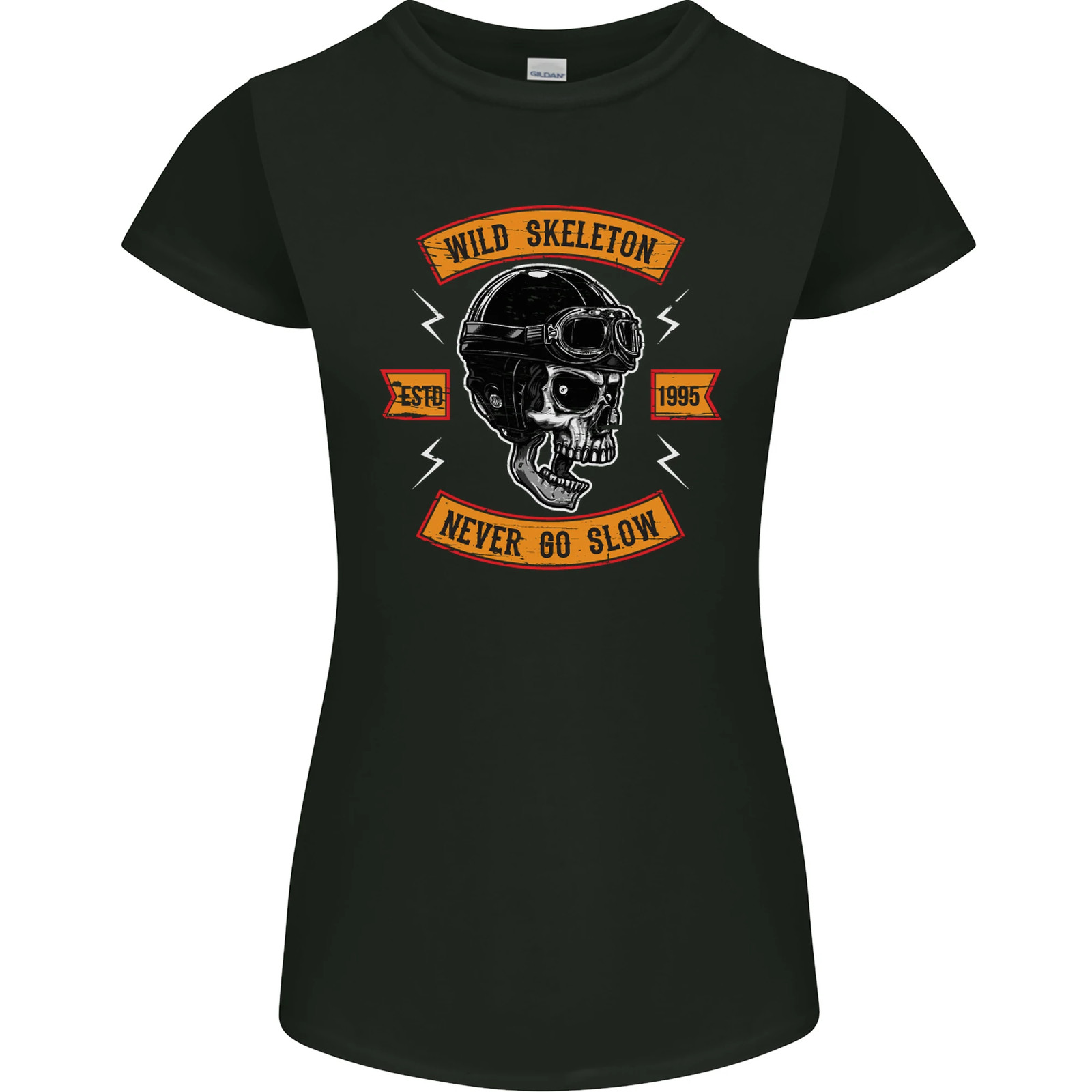 Wild Skeleton Motorcycle Motorbike Biker Womens Petite Cut T-Shirt