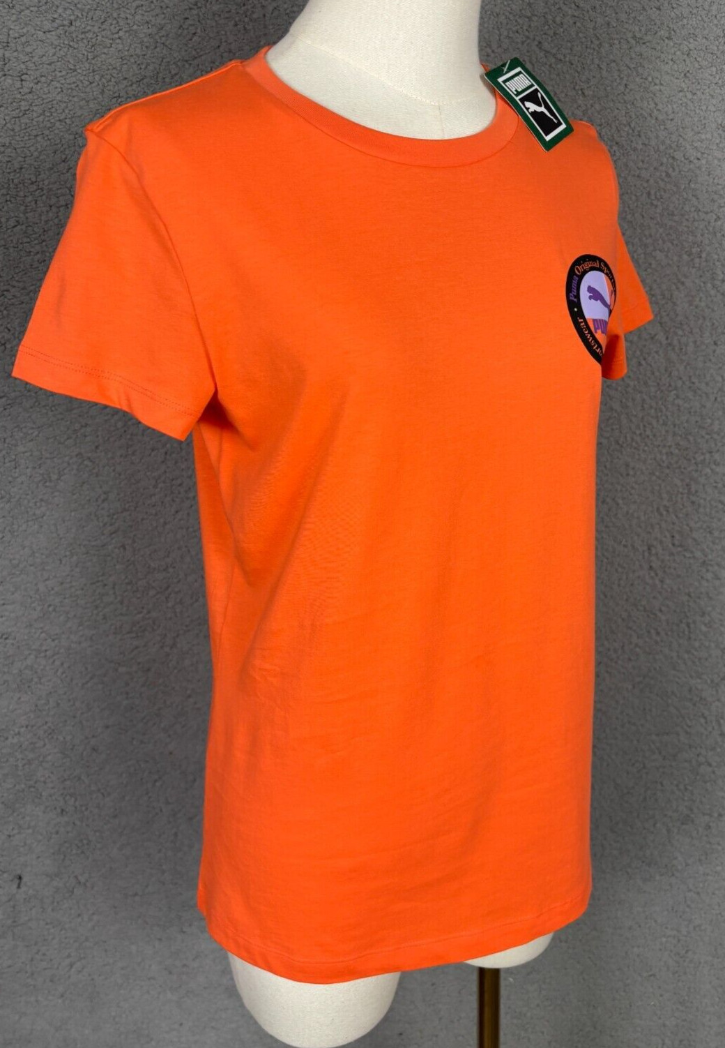 Puma Women’s Classic Crew Neck Trail Mix Logo Tee Shirt Orange Small NWT’s.
