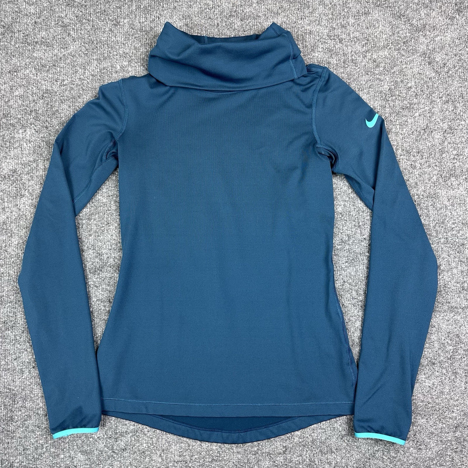 Nike Pro Dri Fit Long Sleeve Top Womens Small Green Turtleneck Shirt Base Layer