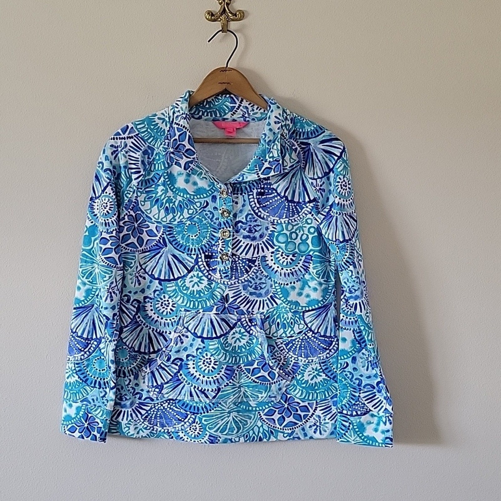 Lilly Pulitzer Captain Popover Turquoise Oasis Half Shell Size Small