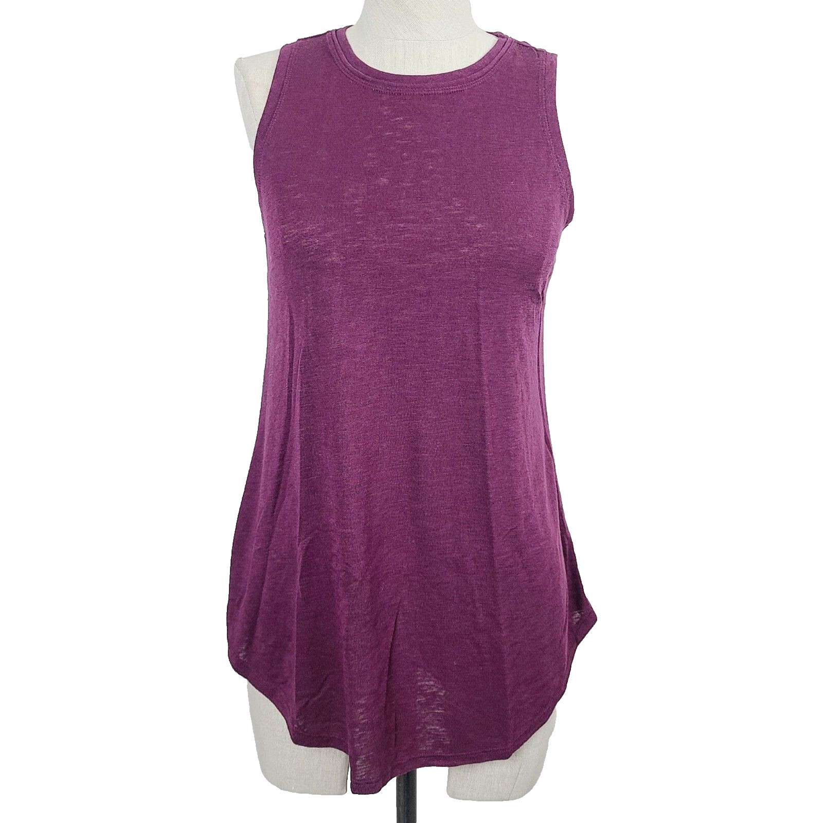 Athleta Tank Top XS Burgundy Purple Knit Sleeveless Oversized Fitness Pullover