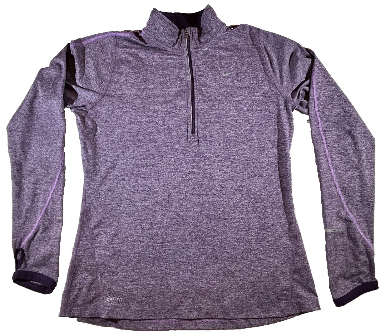 NIKE RUNNING ELEMENT DRI-FIT Women’s MD 1/4 Zip Stretch LS Active Top Shirt LOGO