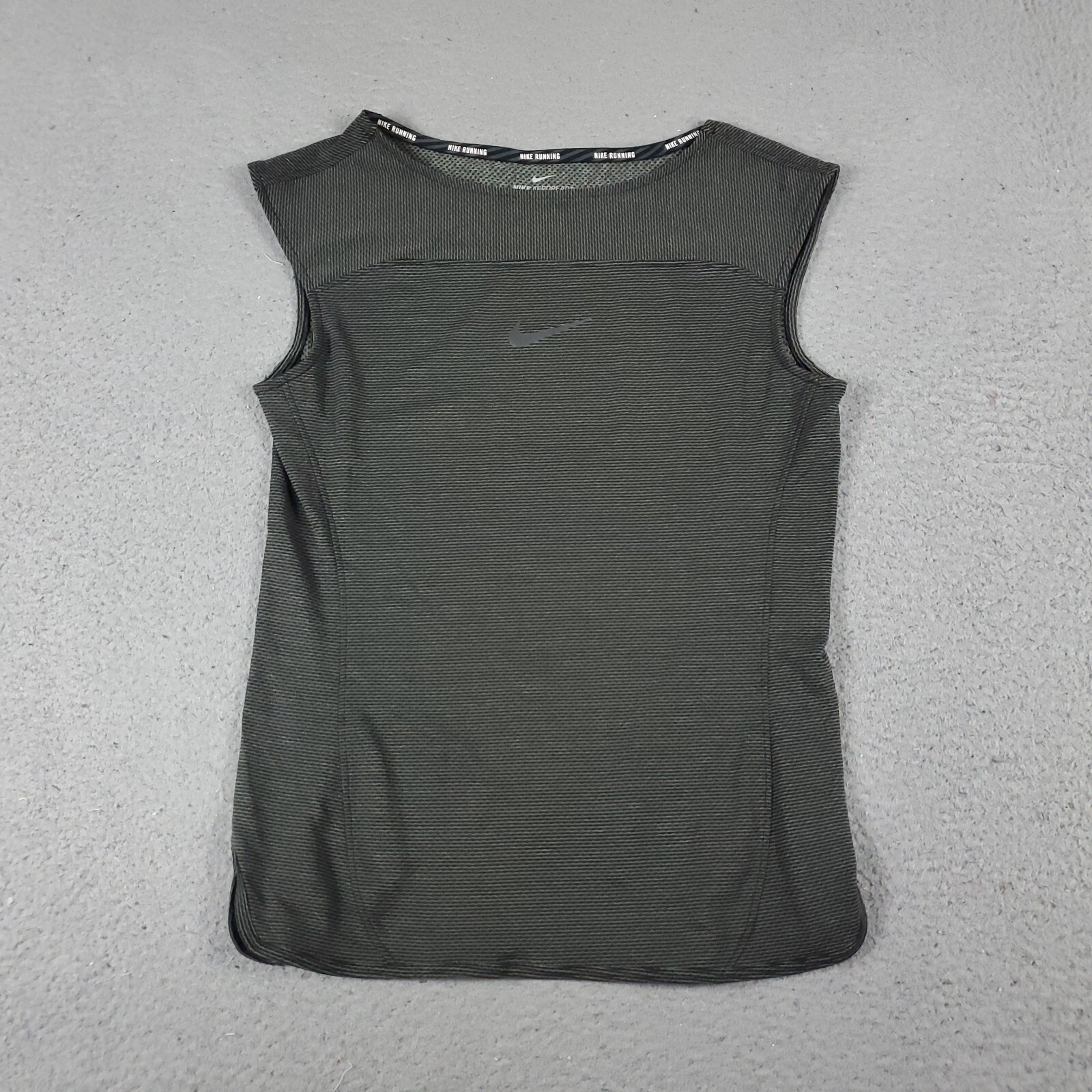 Nike T Shirt Womens Small Green Black Swoosh Active Sleeveless Ladies