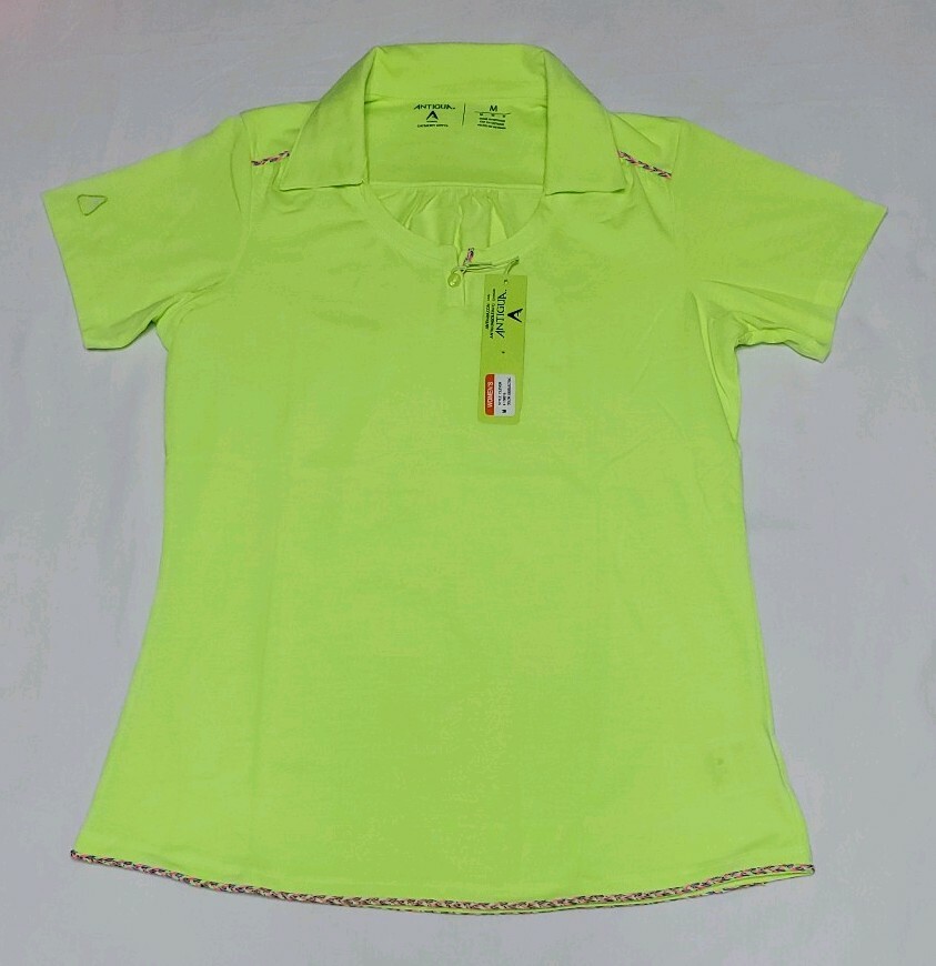NEW Antigua Women’s Clever Desert Dry Golf Polo Neon Yellow Green Size Medium