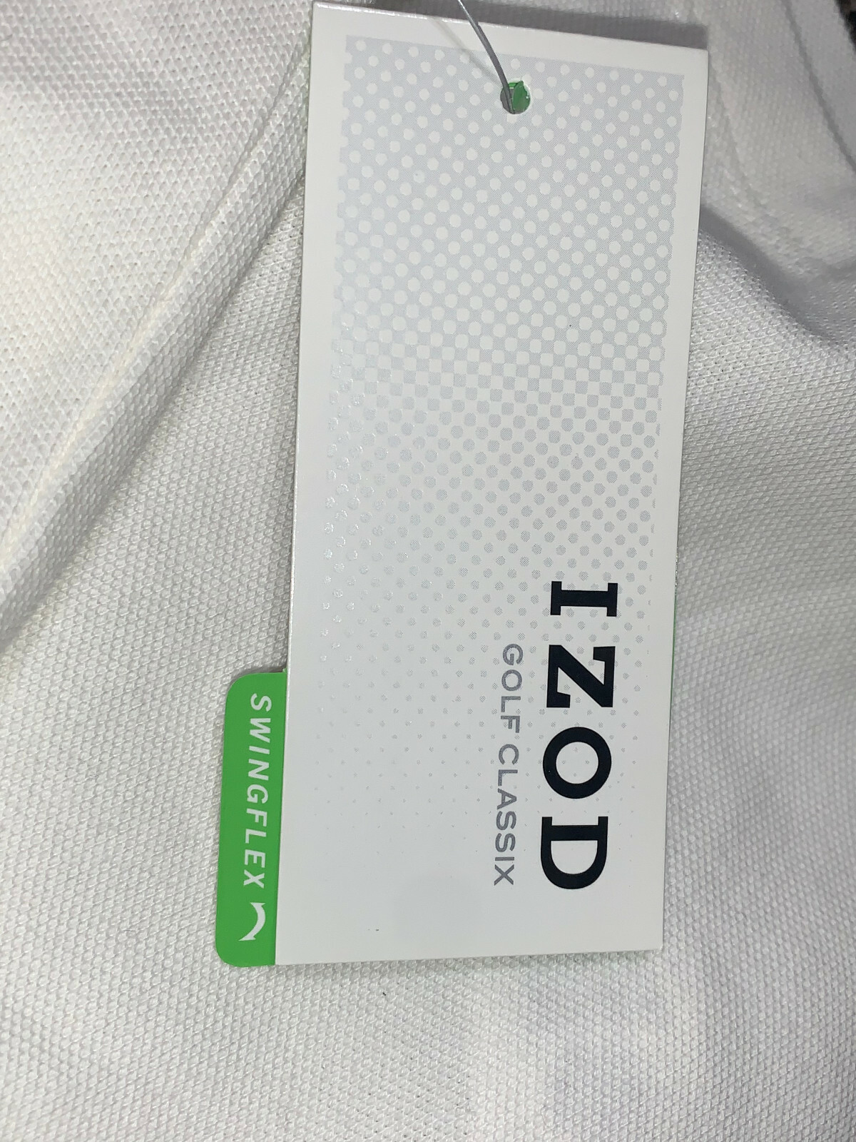 NWT $62 IZOD GOLF Classix Swingflex White Blue 1/2 Zip Polo Ladies S/P ~ NEW