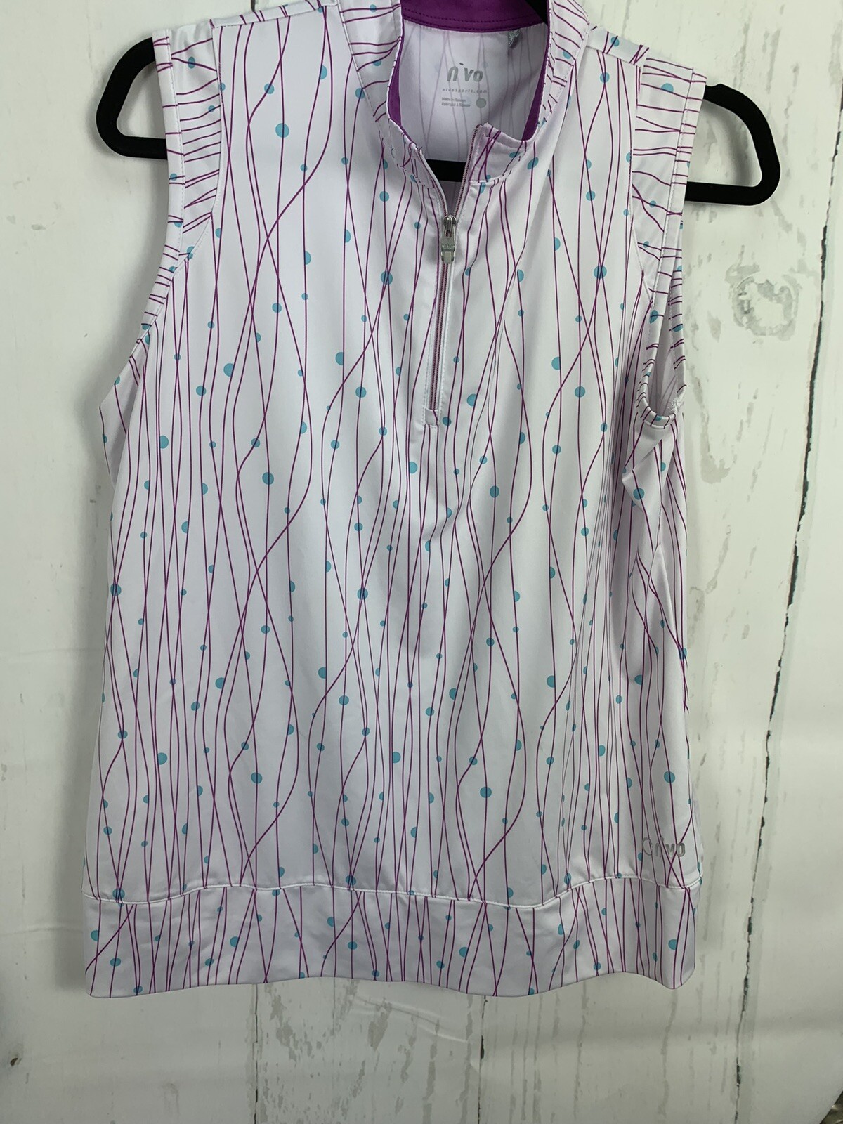NIVO S Pink Polka Dots Sleeveless Polo GOLF TENNIS Shirt Top
