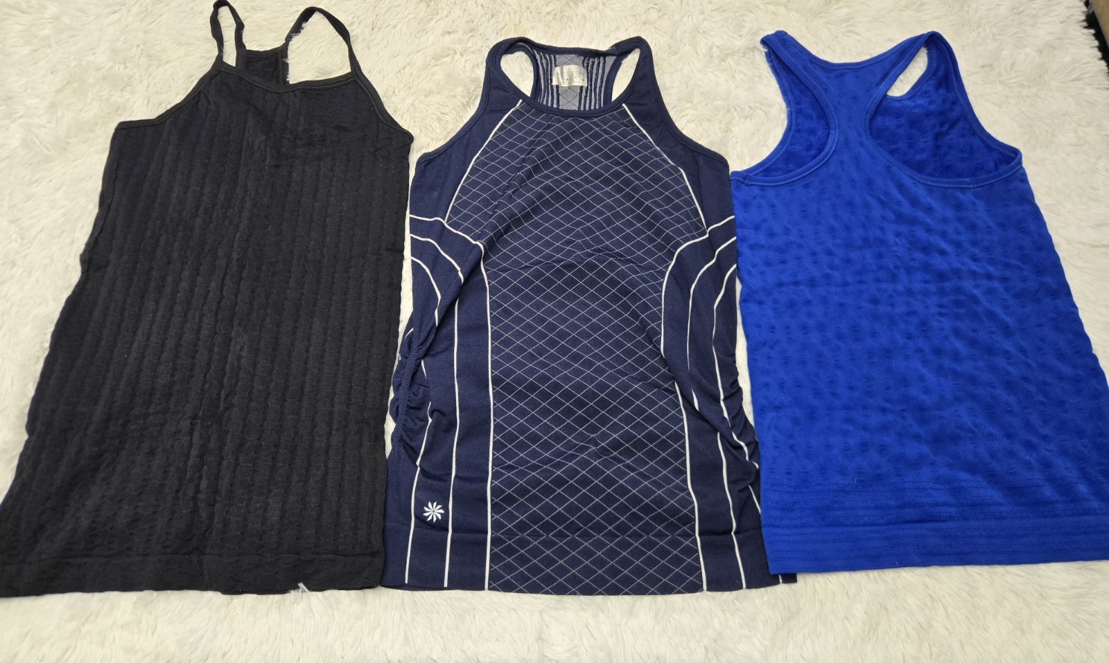 Lot 3 Athleta Tank Top M Womens Ribbed Racerback Fitted Stretch Sports Exercise