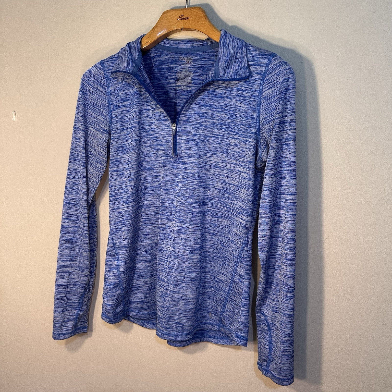 Danskin Now Womens Small Blue 1/4 Quarter Zip Up Thumb Holes Activewear Sports