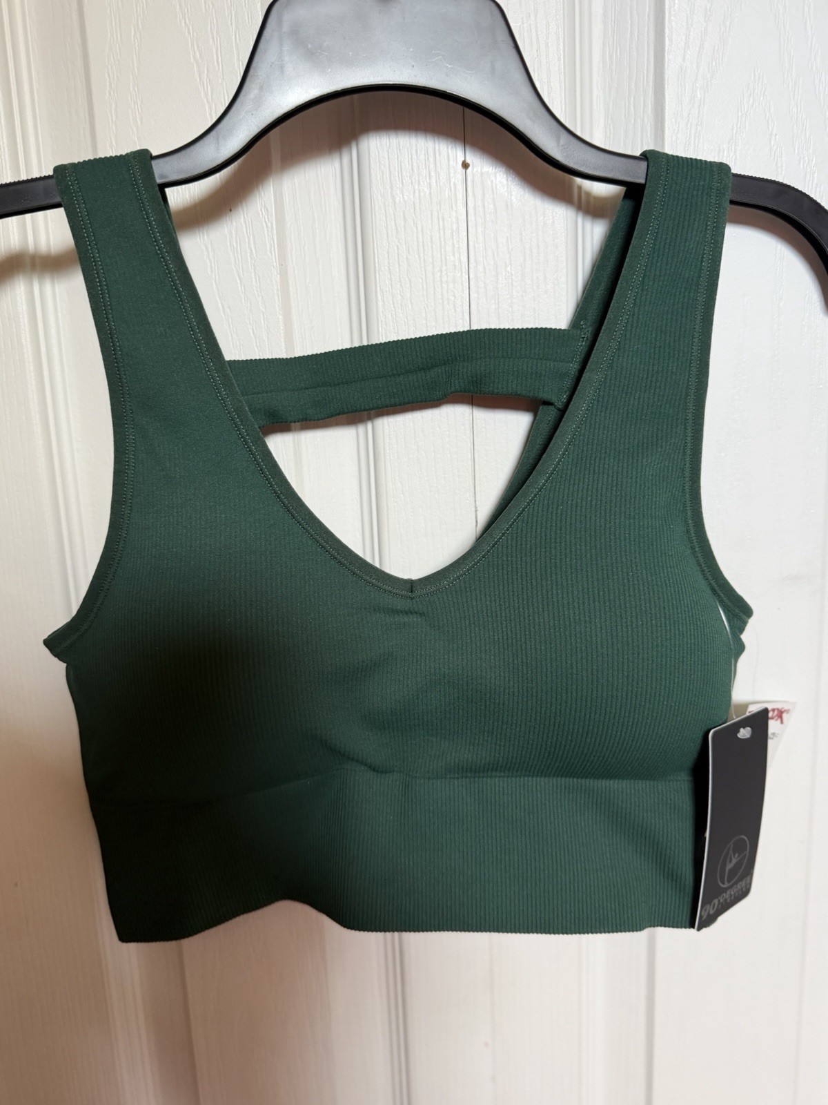 90 Degree by Reflex Rib Seamless Bianca Crop Bra Top V Neck Size L NWT