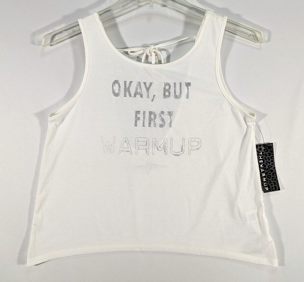 JESSICA SIMPSON THE WARM UP White Strap-Back Womens Medium Workout Tank Top NWT