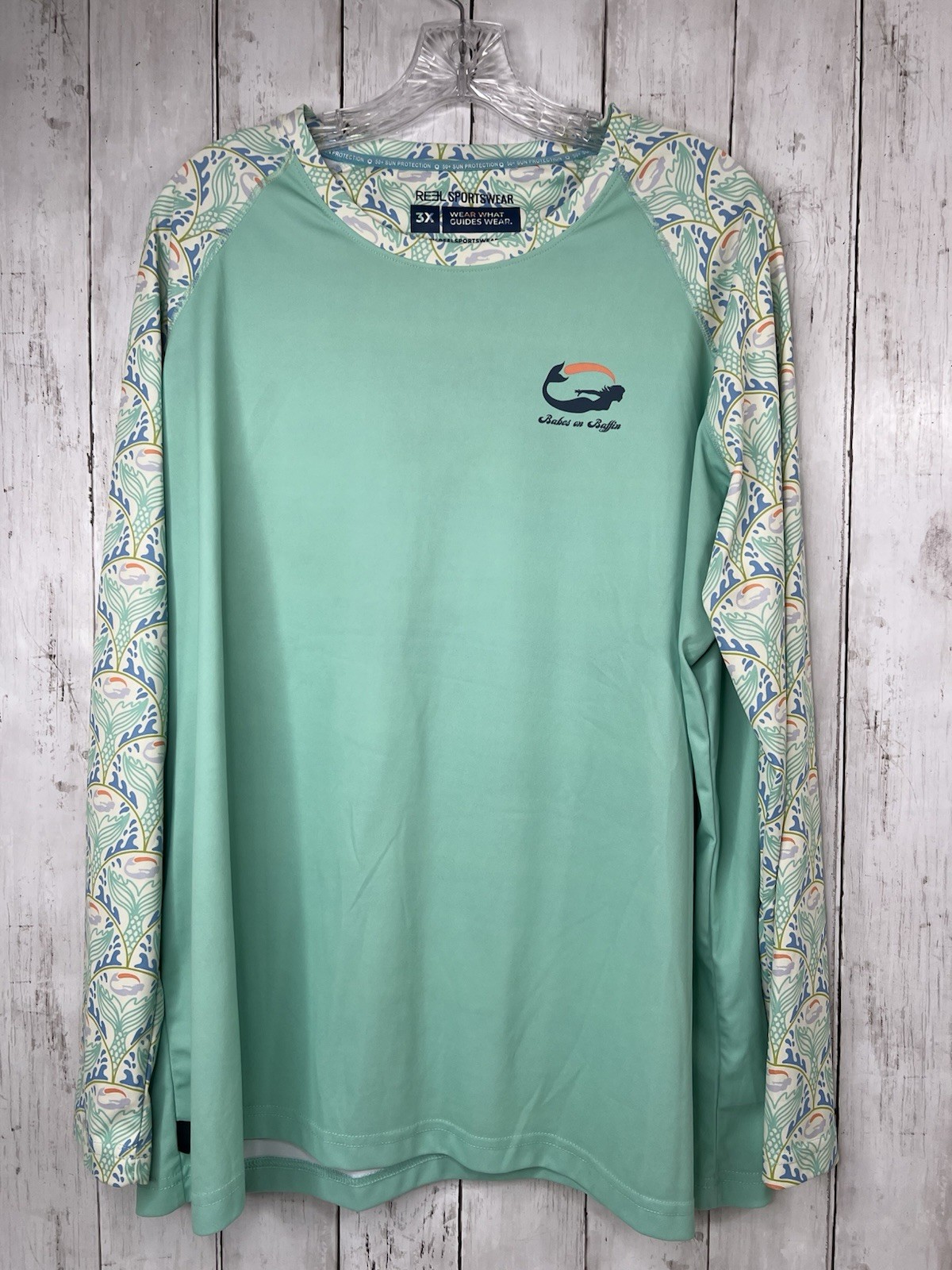 Reel Life Womens Top 3X Long Sleeve UV Tee UPF 50+ Tournament Babes on Baffin