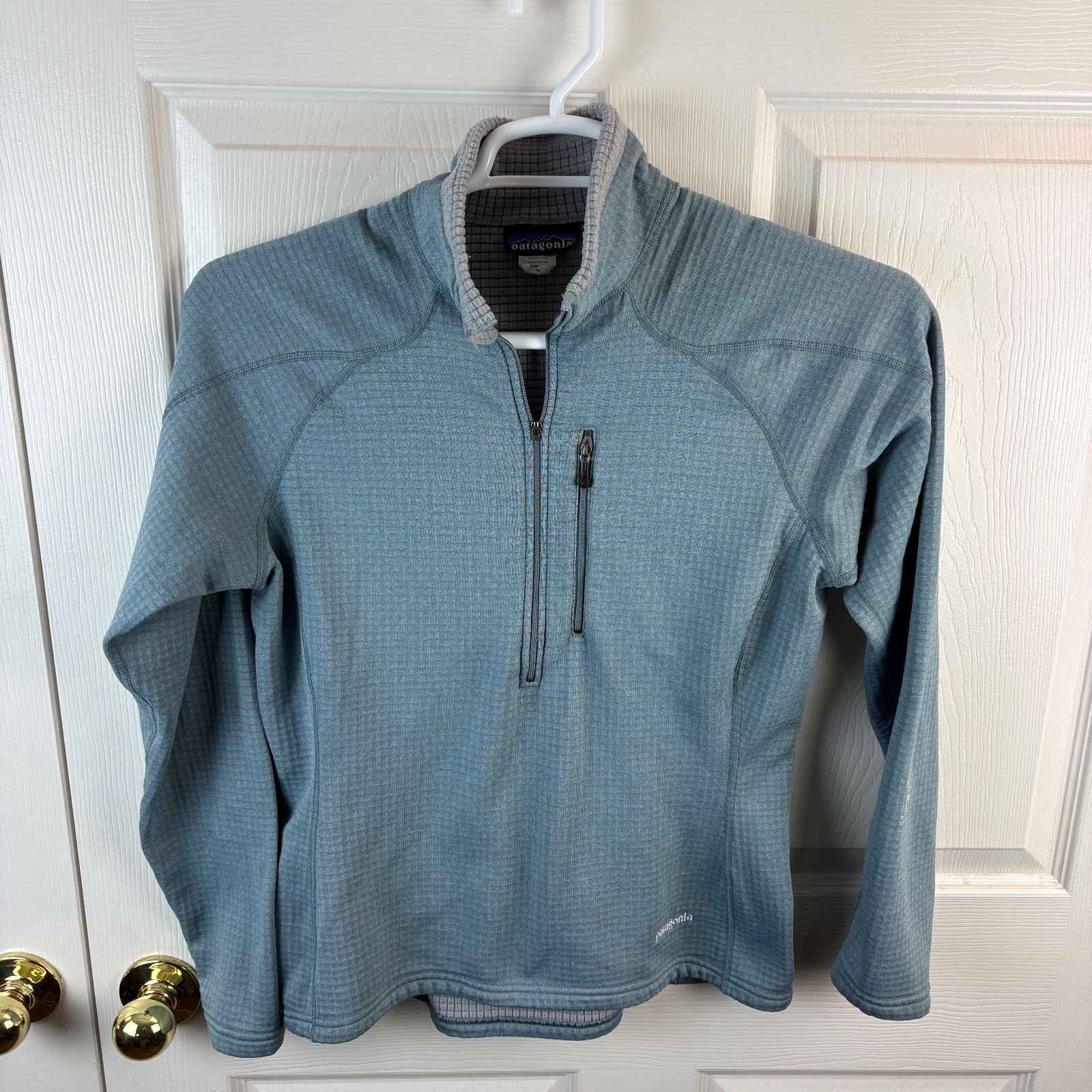 Patagonia R1 Flash Pullover Grid Waffle Blue 1/2 Zip Small S Women’s