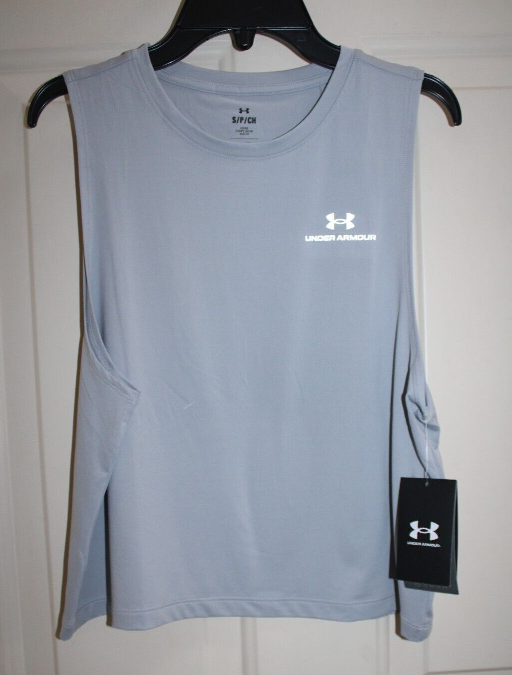 NWT Under Armour RUSH Vanish Energy Women’s Small Crop Tank Top Mod Gray