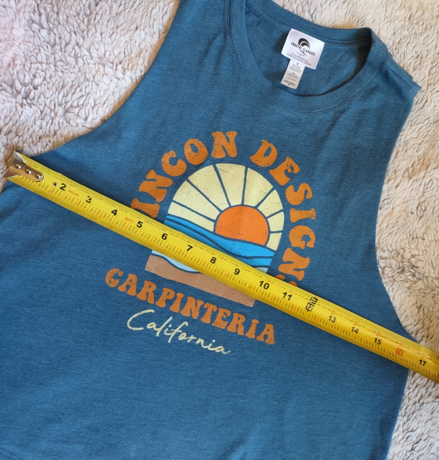Rincon Designs Carpinteria, CA Blue Crew Neck Tank Top T-shirt Women’s Medium*
