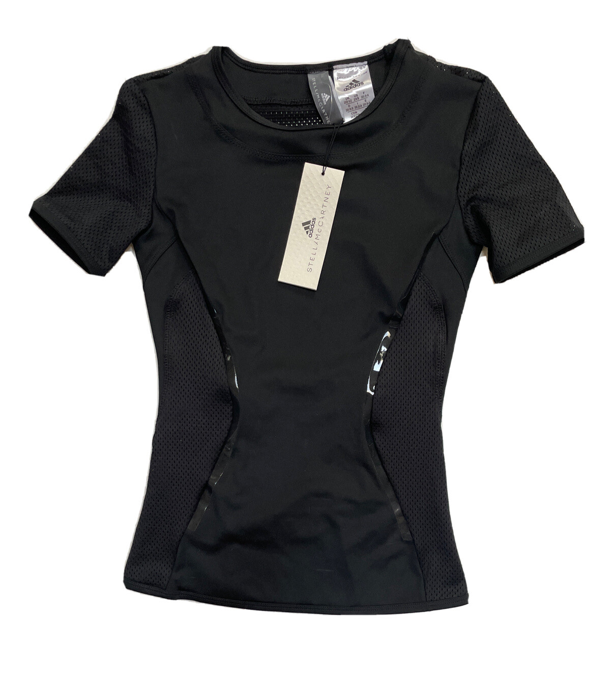 NWT adidas Stella McCartney Performance Compression BLK Essentials Tee Sz. 2XS