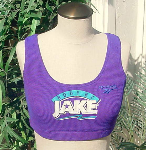 VTG 80’s Body By Jake Crop Workout Top Lattice Back REEBOK Dupont Size Small