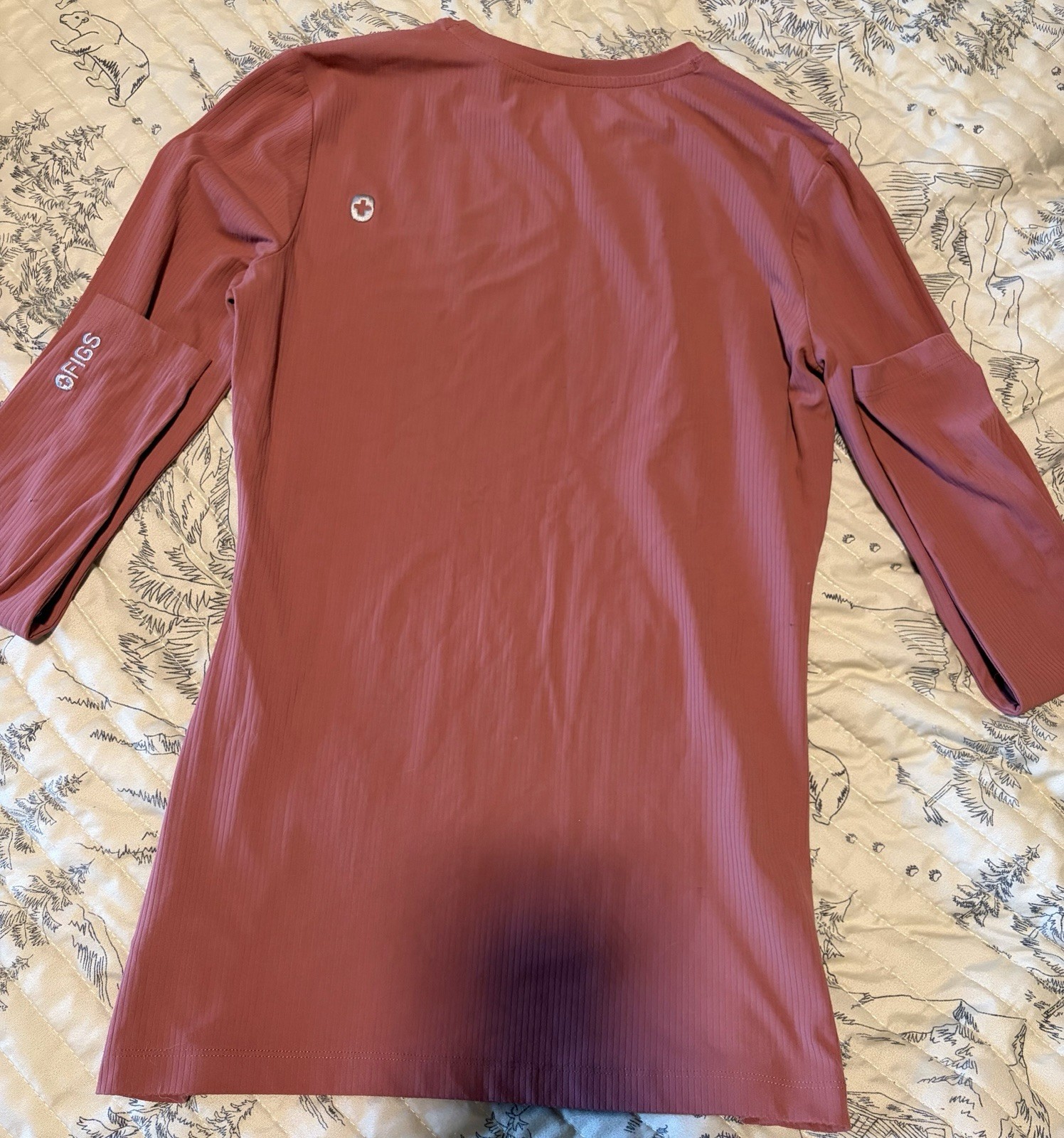 FIGS Women’s Ribbed Crew Neck Long Sleeve Stretch Top Size XS