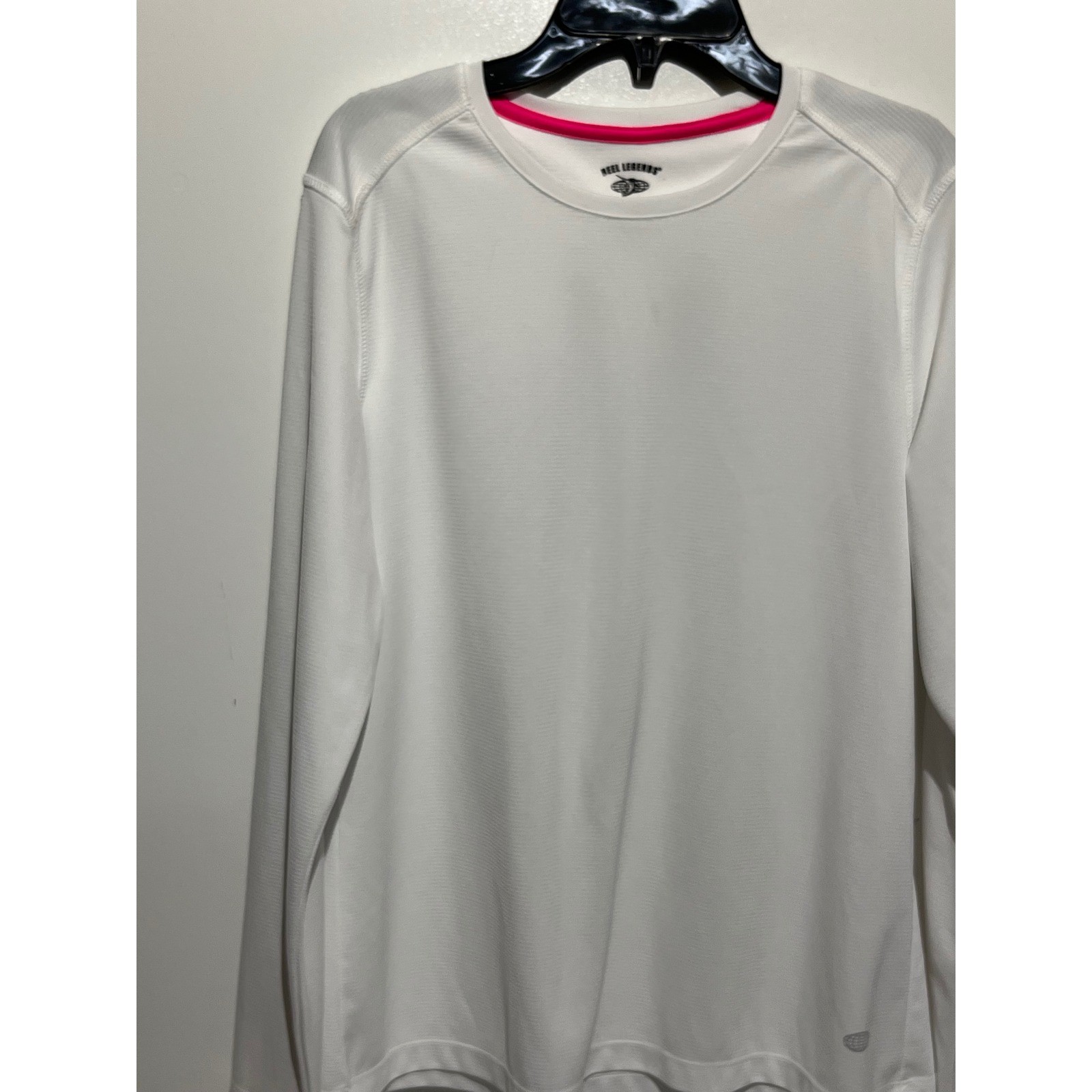 Reel Legends Womens Large White Long Sleeve Performance Fishing Shirt Crew Neck