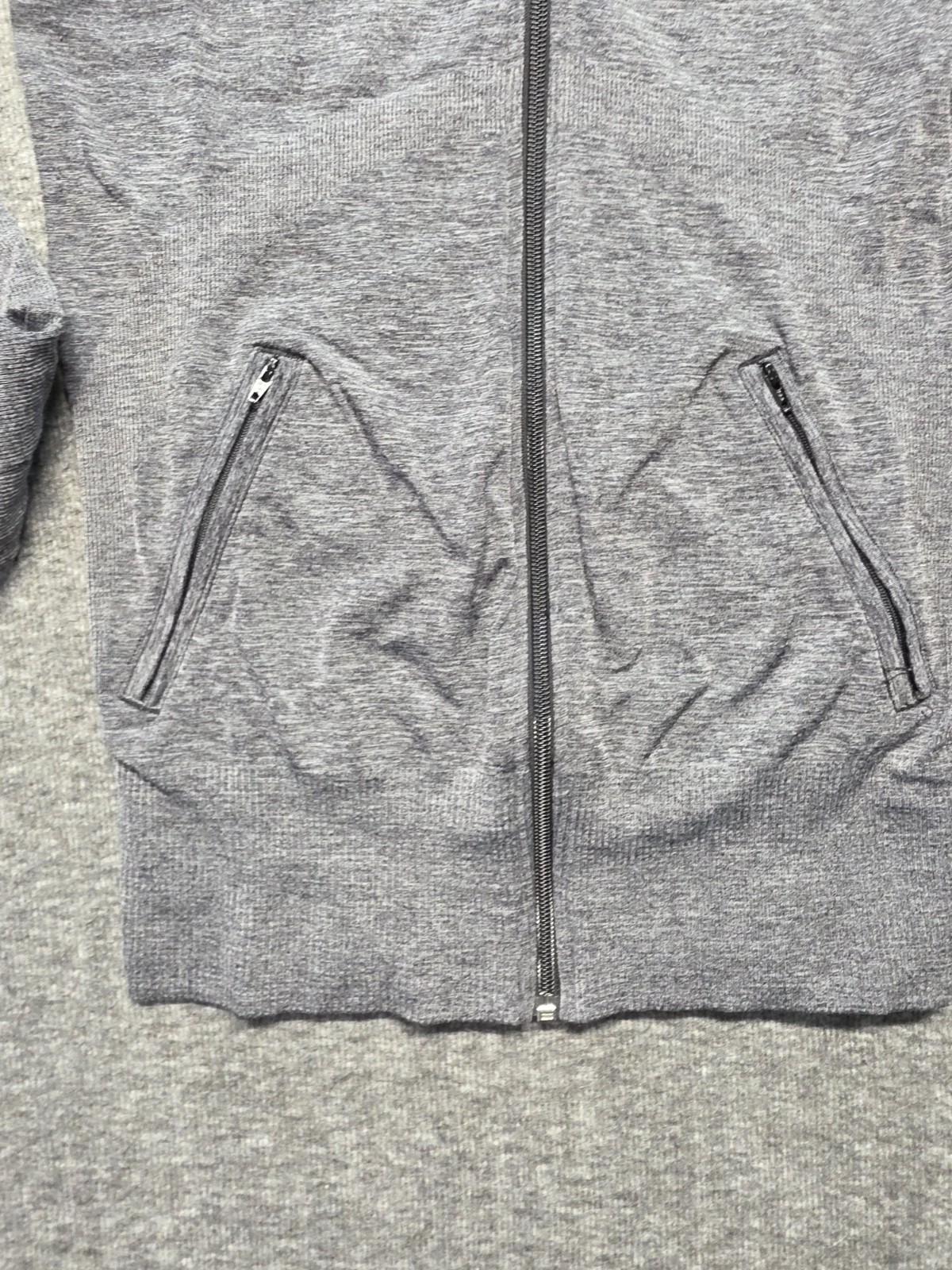 Oakley Womens Full Zip Mock Neck Active Jacket Gray Ribbed Medium Thumb Holes