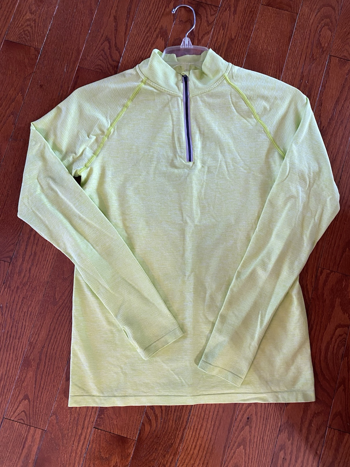 PINK ACTIVE Neon Green Long Sleeve 1/4 Zip Up Womens Size Large