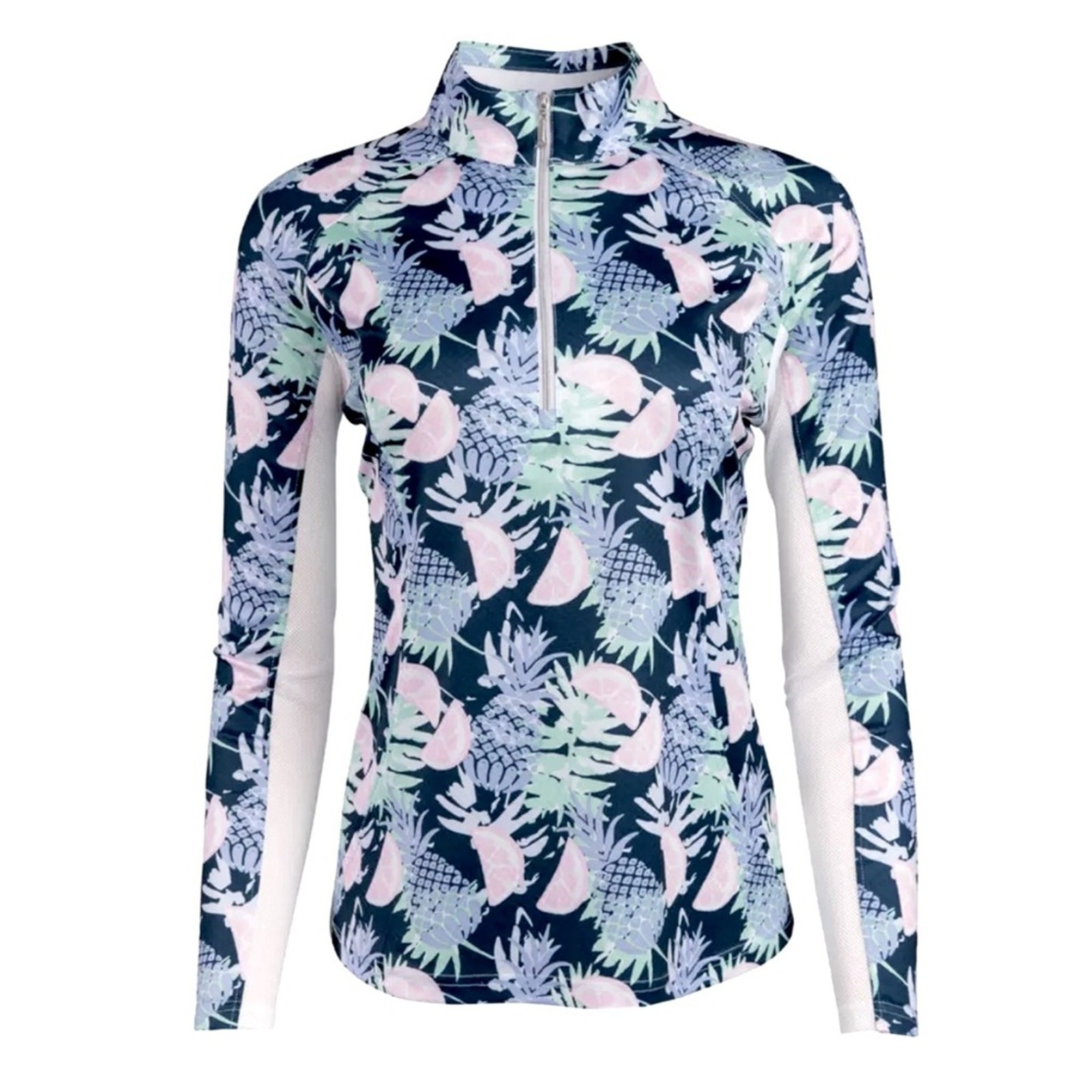 Pebble Beach Dry-Luxe Performance Fruit Print Quarter Zip Pull Over, Size Small