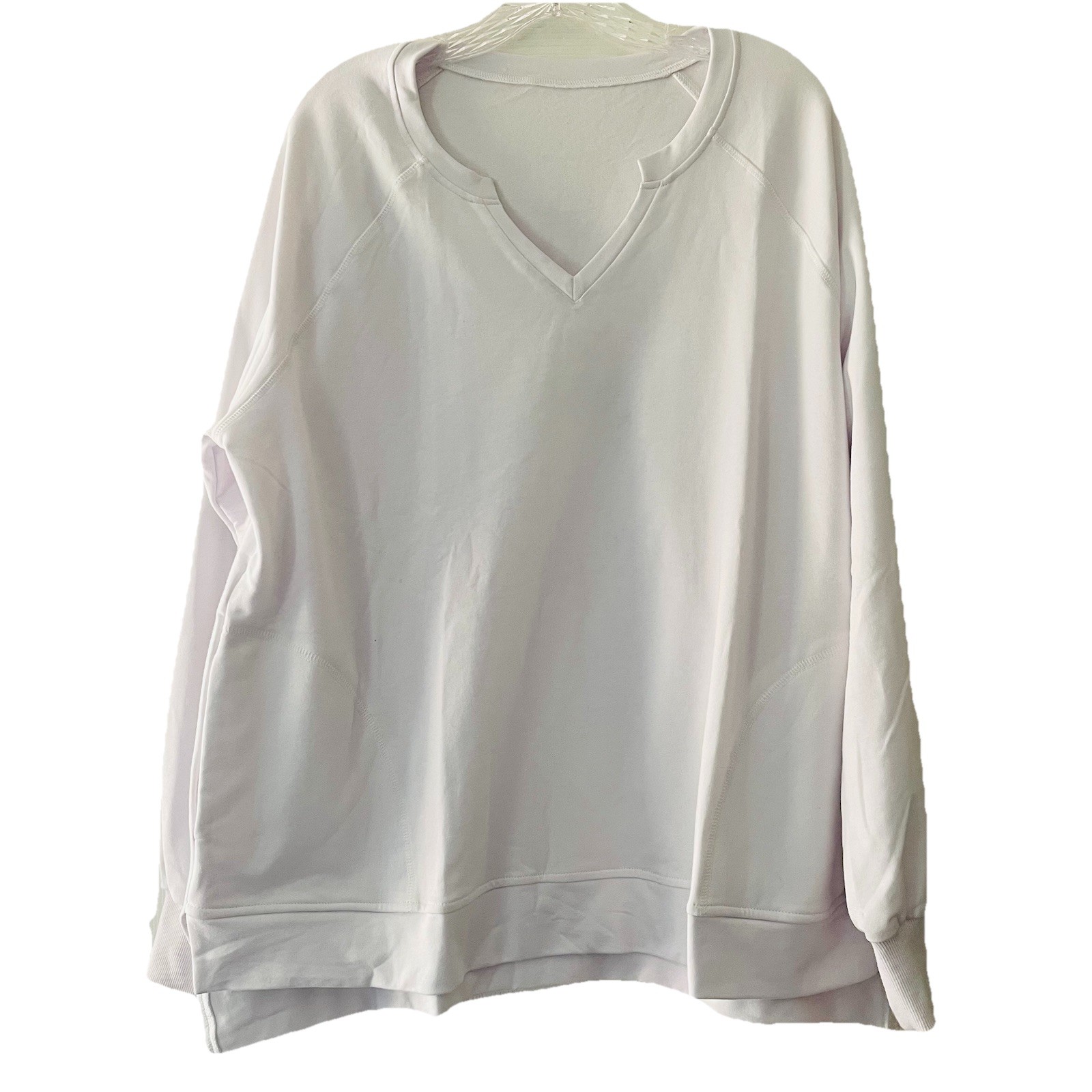 IECCP Women Size XL White Gym Workout Yoga Running Pullover Top Shirt Pockets
