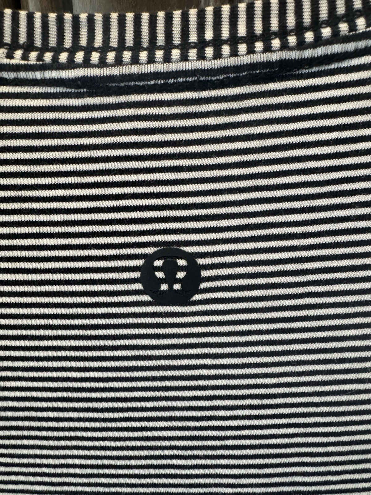 Lululemon Shirt Women 8 Black White Striped Pima Cotton Love Crew III Top Casual