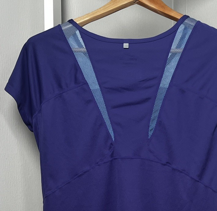 Nike Activewear Tee Shirt Womens M Purple Blue Mesh Athletic Dri-Fit EUC