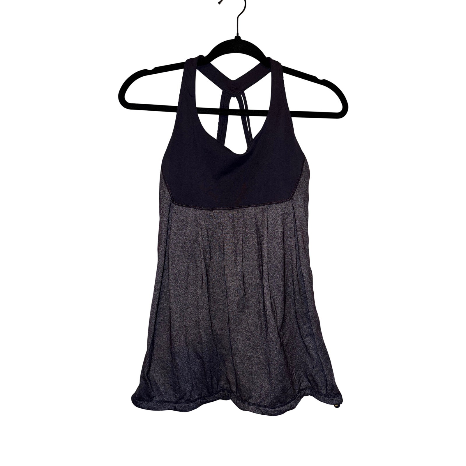 39 | Lululemon No Limits Tank Top Deep Purple Grey 2-in-1 Built-in Bra Racerback