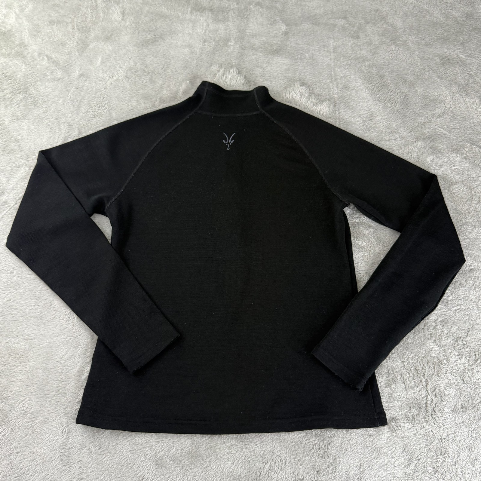 Ibex Top Womens Medium Black 1/4 Zip Merino Wool Base Layer Thermal Hiking