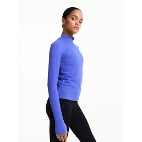 H & M Move Minimalist Purple Ribbed 1/4 Zip Long Sleeve Thumbholes Athleisure