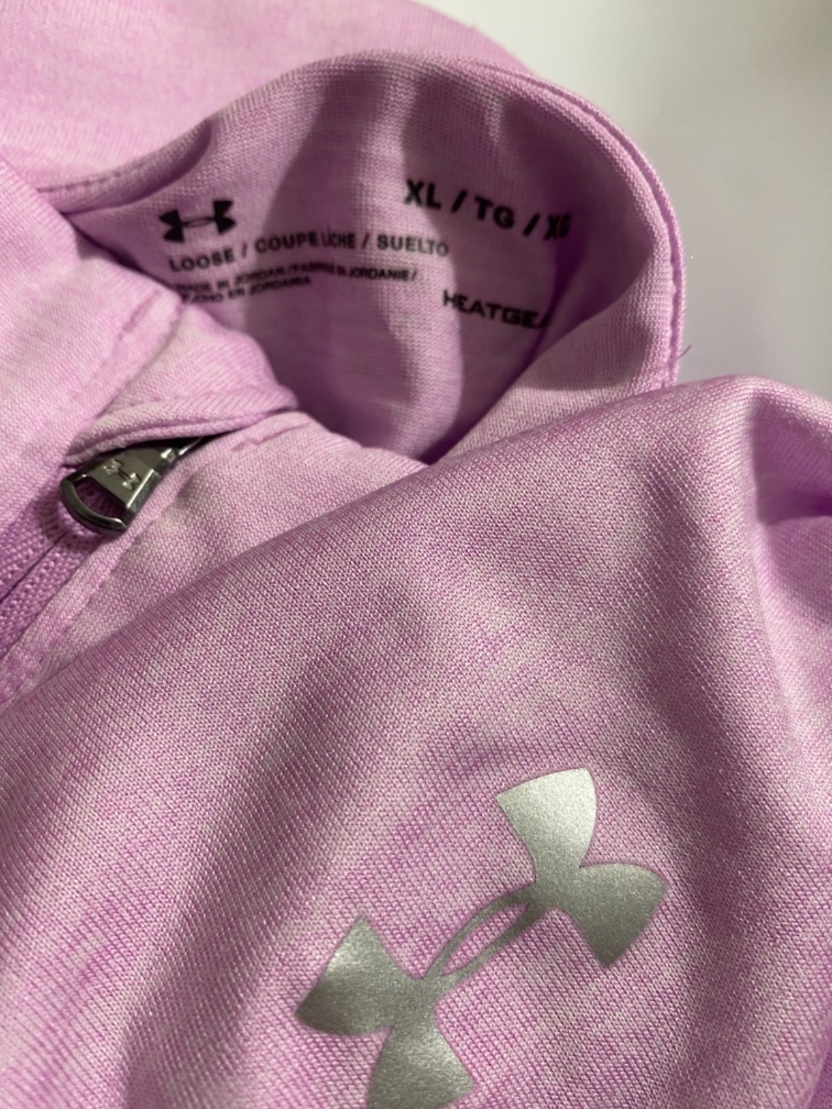 Under Armour Pullover Pink Athletic Tech 1/2 Zip HEATGEAR Loose Top Womens XL