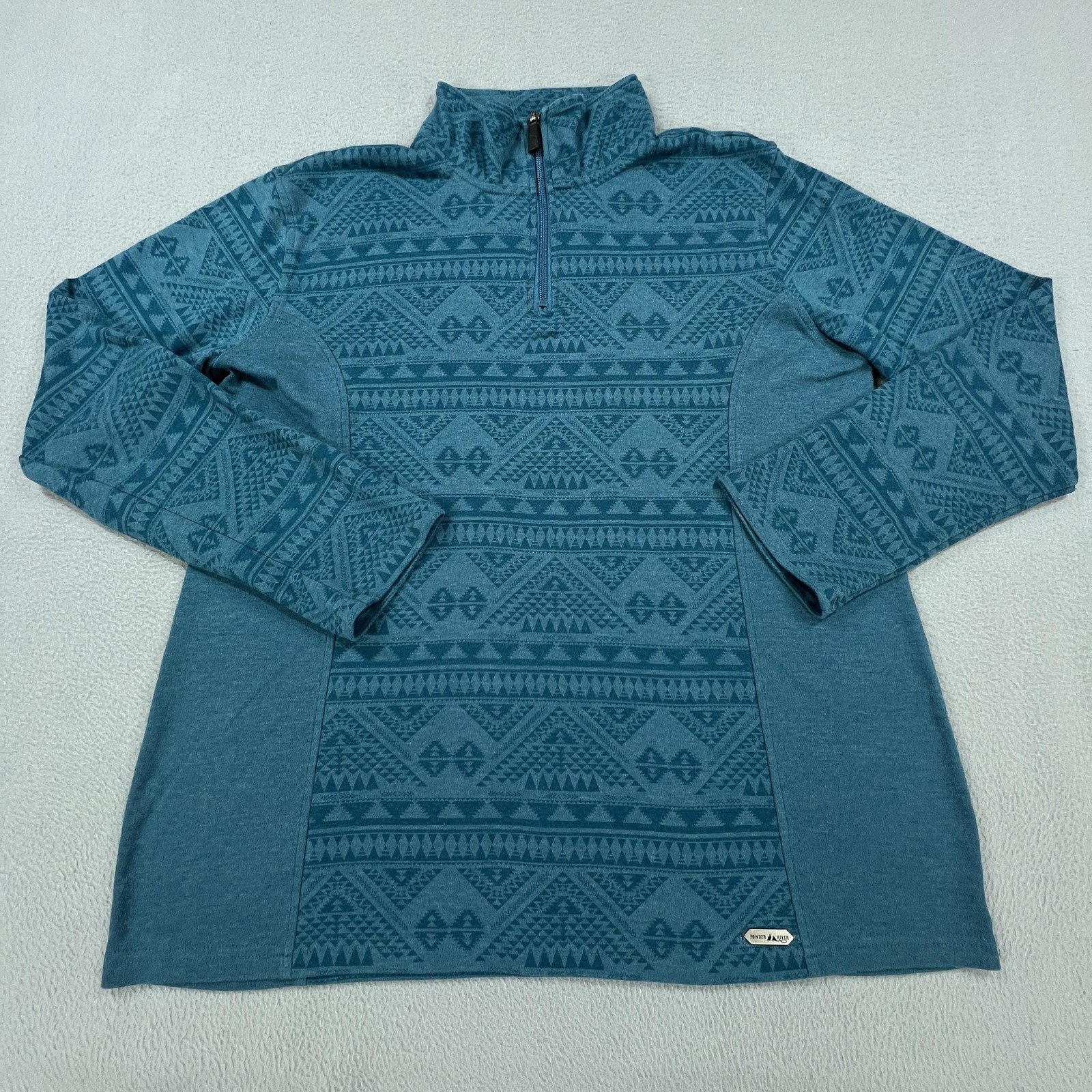 Powder River Outfitters 1/4 Zip Fleece Womens XL Blue Aztec Panhandle Western