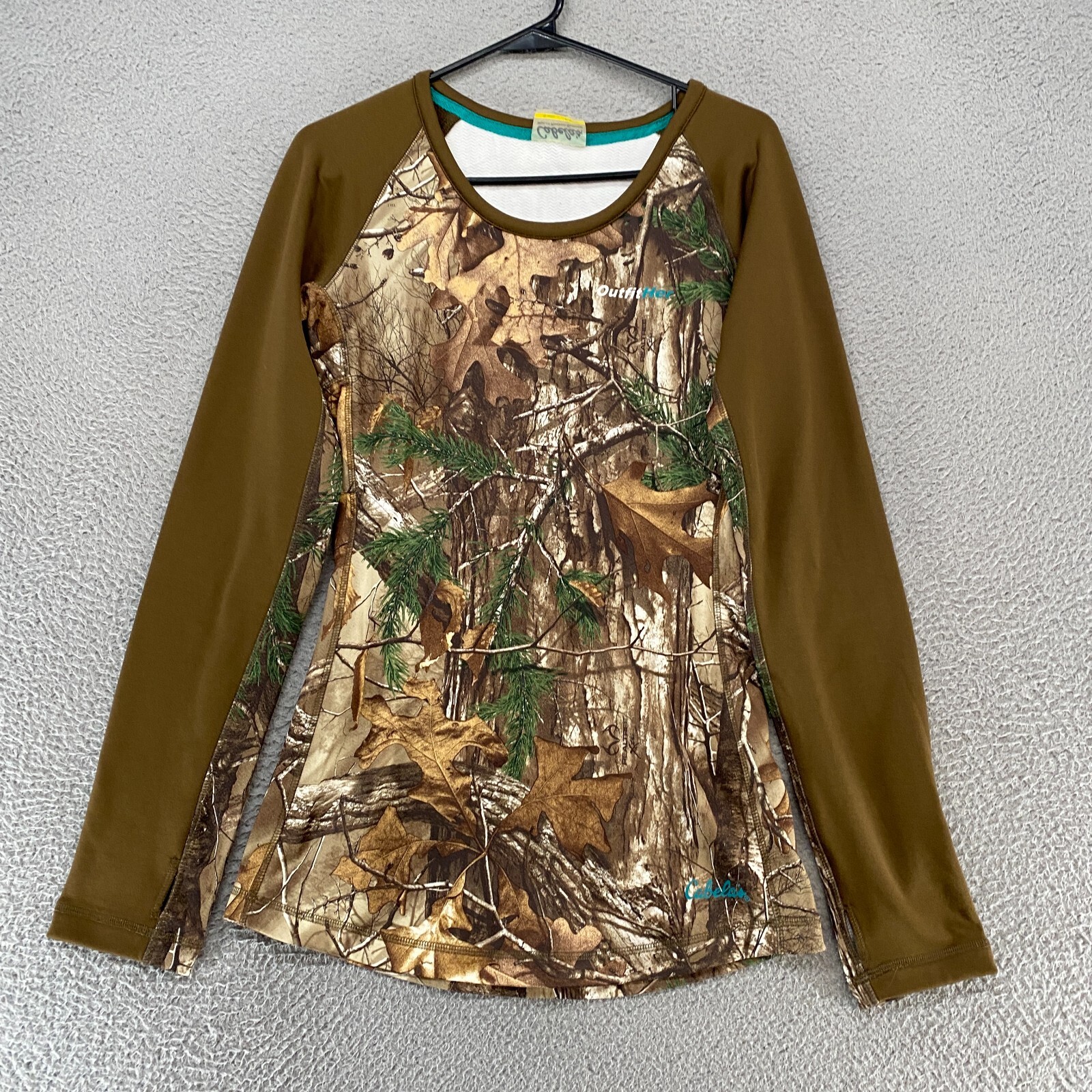 Cabelas Base Layer Shirt Womens Small Outfit Her Camo Hunting Realtree Brown