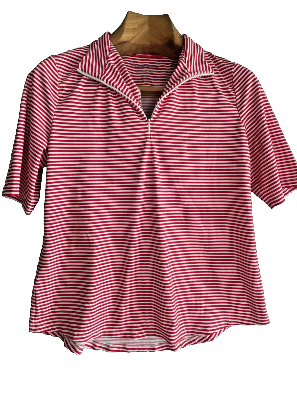 Tommy Bahama Island Zone Womens M Short Sleeve 1/4 Zip Red White Stripe Golf Top