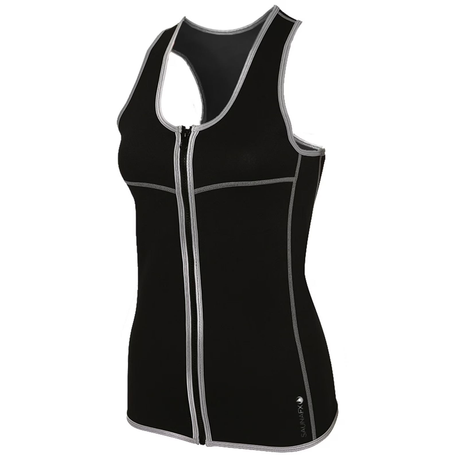 Sauna FX Full Zip Black Neoprene Sweat Vest Exercise Fitness Top- Women’s Large