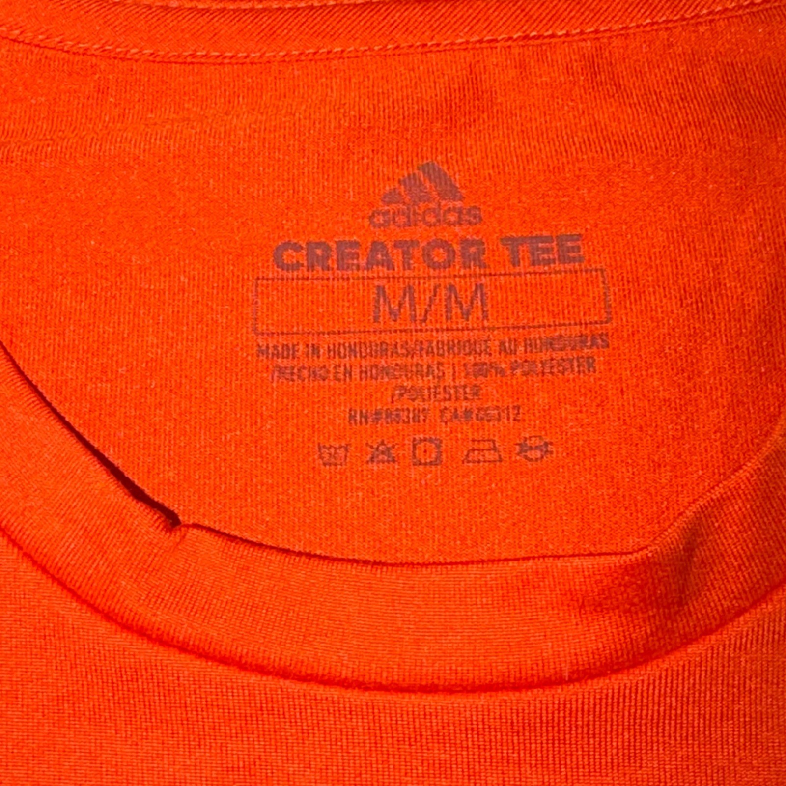 Adidas Creator Tee LADIES Medium Orange Graphic Performance Short Sleeve T-Shirt