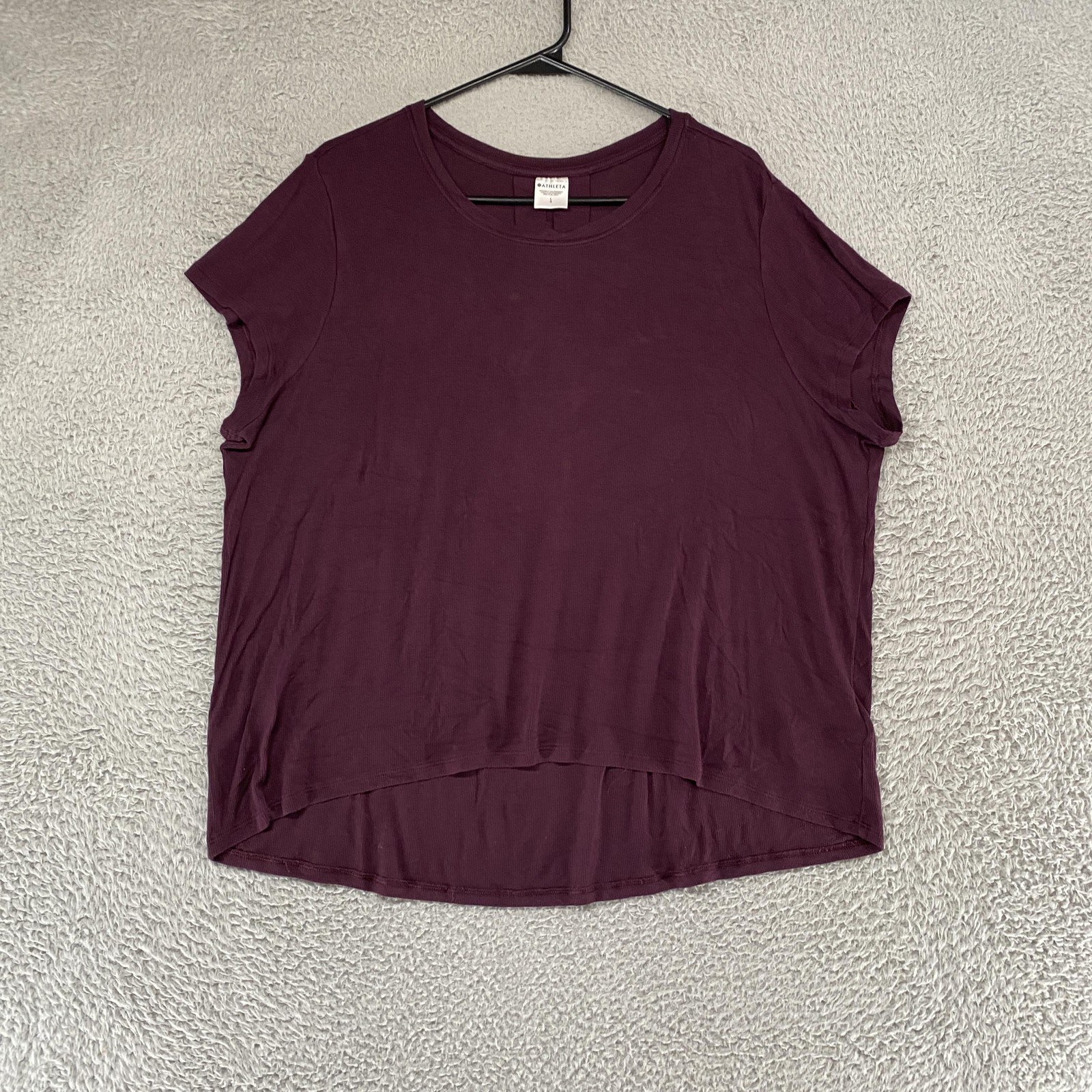Athleta With Ease Top Womens L Purple Modal Gym Relaxed Yoga Workout Rib Knit